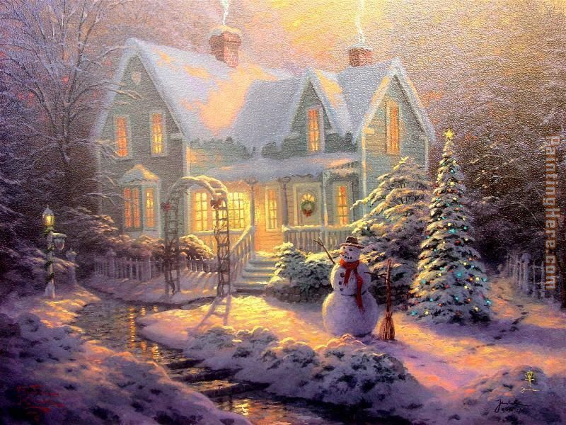 Blessings of Christmas painting - Thomas Kinkade Blessings of Christmas art painting